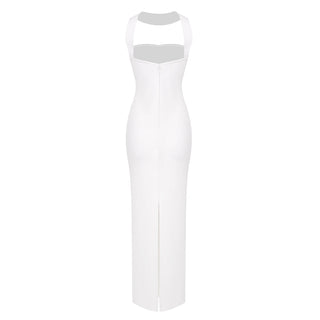 CUTOUT HALTER BACKLESS DRESS IN WHITE