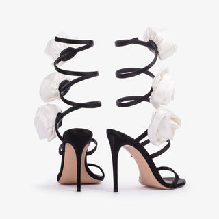 Alana Rose Twists Satin Sandals - Black