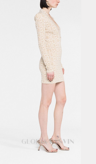 GRACE APRICOT MONOGRAM-JACQUARD MINI DRESS