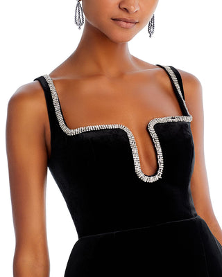 PAULA RHINESTONE TRIM  BLACK STRAP MINI DRESS