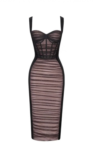 ROBE BODYCON EN MAILLE BUSTIER FRONCÉE 