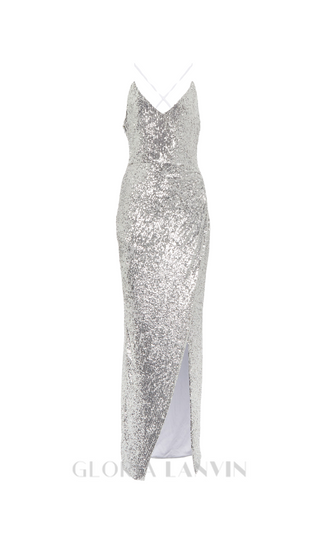 TAMMY SEQUINED MAXI DRESS IN SLIVER