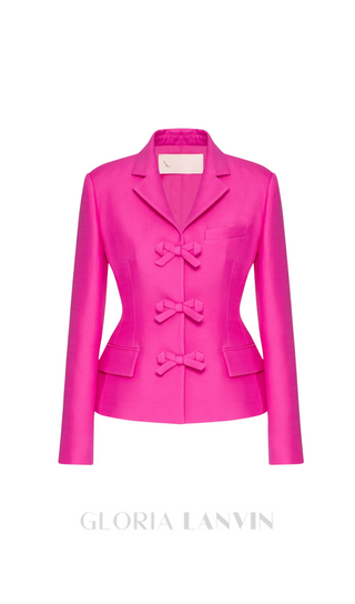 YURI BOW DETAIL CREPE COUTURE BLAZER IN PINK