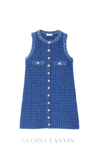 Palmare Tweed mini Dress in blue