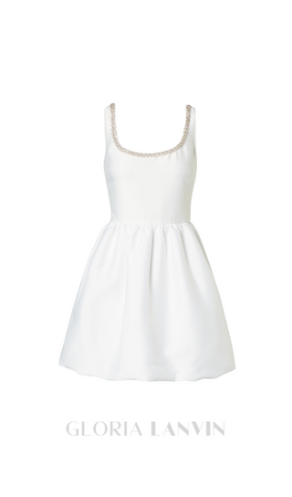 DOROTHY WHITE TAFFETA DIAMANTE MINI DRESS