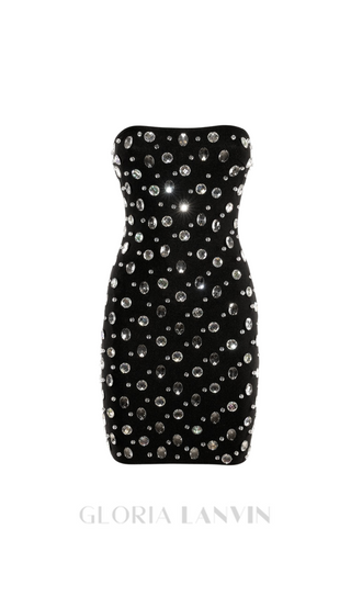 DAPHNE BLACK CRYSTAL EMBELLISHED STRAPLESS MINI DRESS