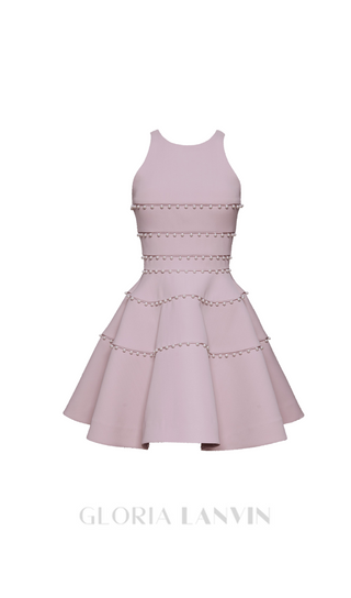 A-LINE MINIDRESS WITH PEARL DETAIL IN PINK