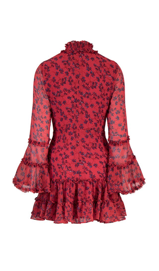 FRILL DRESS IN RED DIT FL