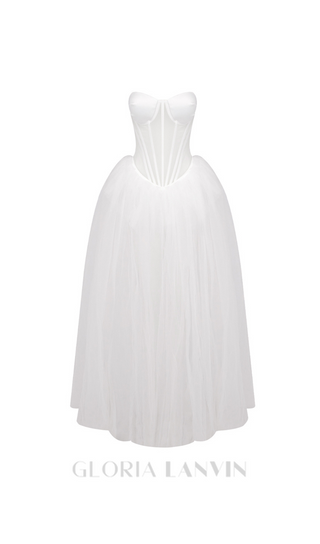 ODILE STRAPLESS GOWN IN WHITE