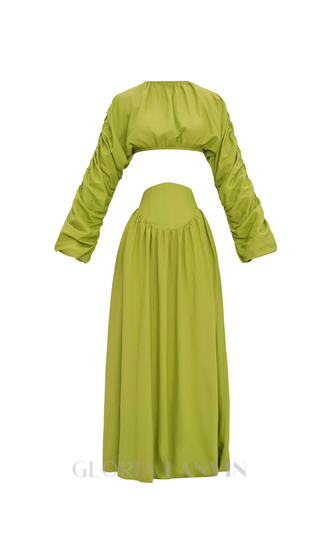 SHEILA CORP TOP CORSET SKIRT SET IN LIME