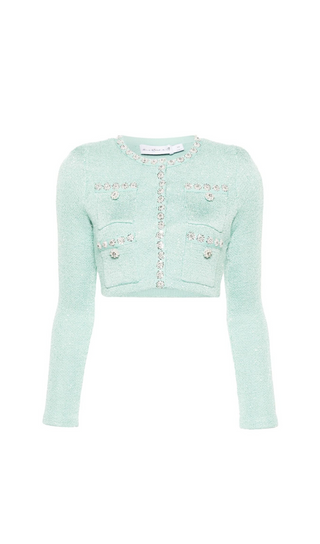 MINT SEQUIN KNIT CARDIGAN