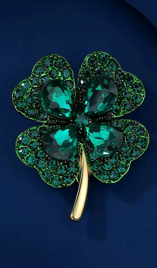 LUCKY CLOVERS SHAPED BROOCH