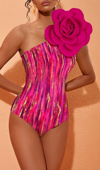 MAILLOT DE BAIN VINTAGE FAIT MAIN FLEUR 3D