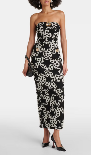 MEDALLION-PENDANT JACQUARD MAXI DRESS