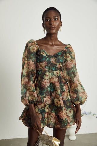 Pénélope floral-print loose mini dress