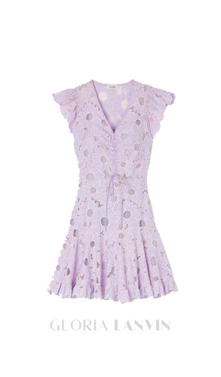 DANIE FLORAL LACE MINI DRESS IN PALE PURPLE