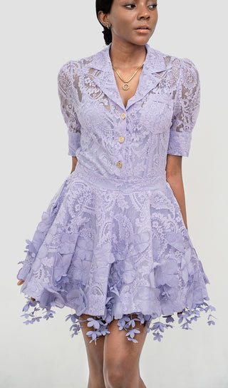 VARUN LILAC LACE SET MINI DRESS