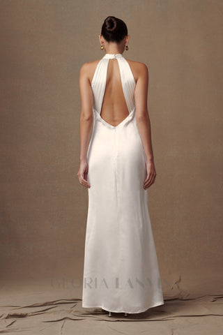 Dylan Rose Halter Maxi Dress in White