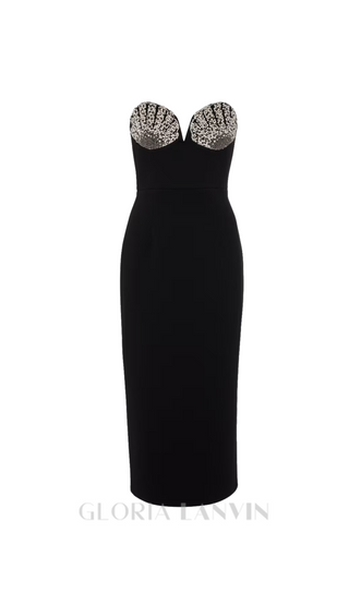 Cordelia Diamond-Embellished Midi Dress in black