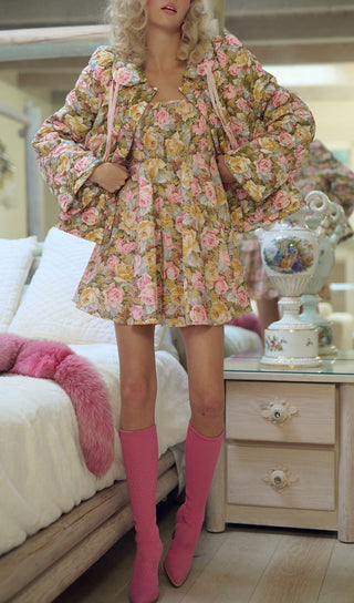 PUFF SLEEVE FLORAL MINI DRESS