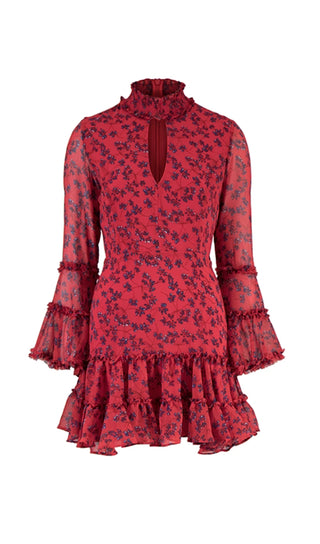 FRILL DRESS IN RED DIT FL