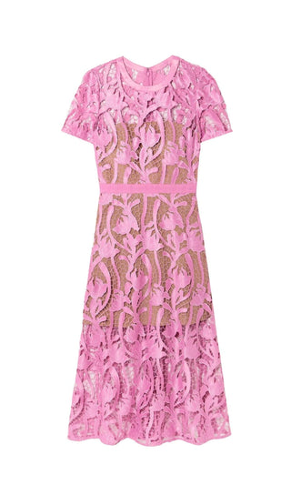 PINK LACE MIDI DRESS