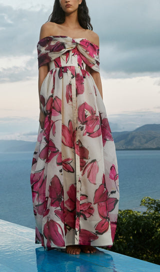 PRINTED CORSET MAXI DRESS