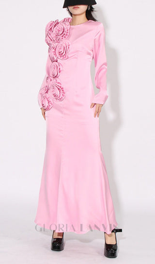 FLOWER MAXI DRESS IN PINK