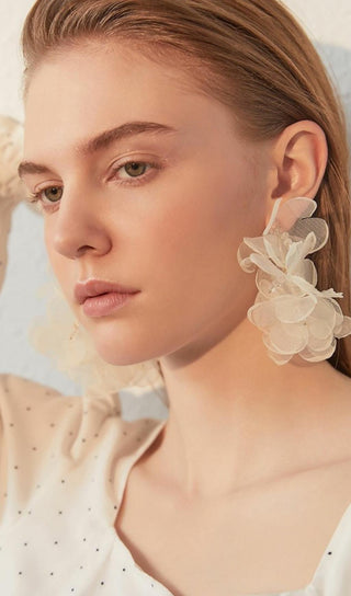 White Artificial water earrings