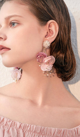 pink Pearl floral earrings