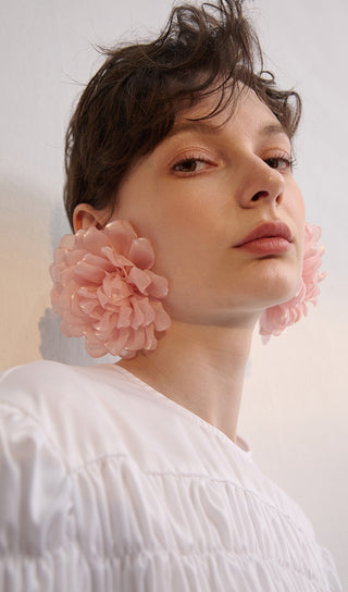 PINK PETAL FABRIC EARRINGS