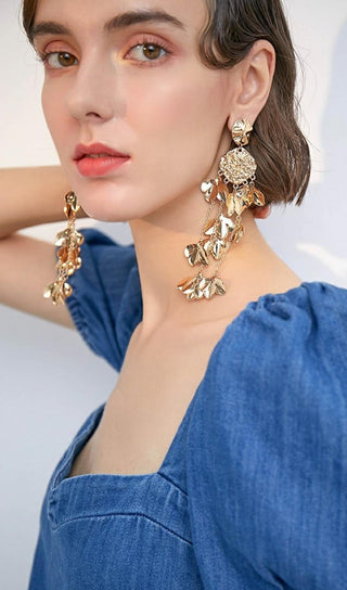 gold  tassel leaf earrings