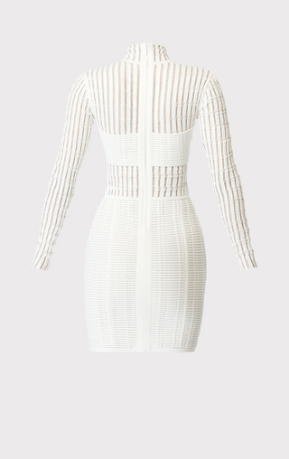 WHITE SHADOW STRIPE MINI DRESS