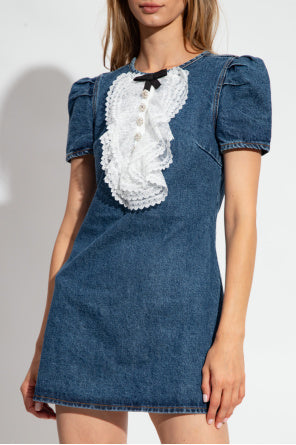 LACE BIB PANEL MINI DRESS