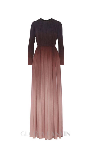 ELLEN GRADIENT COLOR RUNCHED MAXI DRES