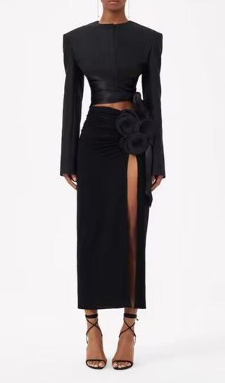 ANDEANA BOW CROP TOP AND SKIRT TWO PIECE SET