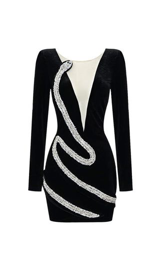 RHINESTONE SERPENTA DEEP-V VELVET MINI DRESS Sequins Dress styleofcb 