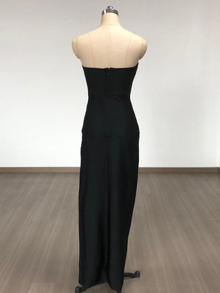 Amber-embellished Bandage Gown in Black