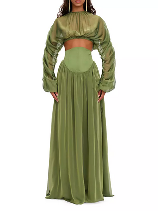 SHEILA CORP TOP CORSET SKIRT SET IN LIME