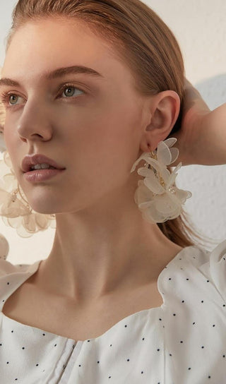 White Artificial water earrings