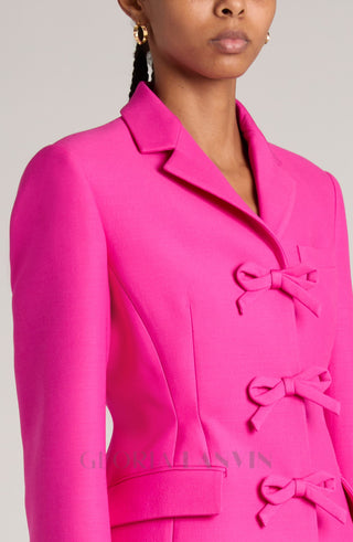 YURI BOW DETAIL CREPE COUTURE BLAZER IN PINK