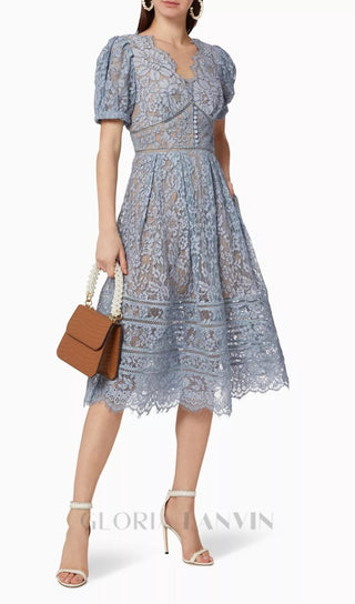 FINE CORD LACE MIDI DRESS