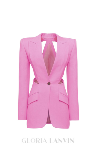 SLASHED SINGLE-BREASTED JACKET SUIT IN PINK