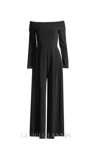 DOMINIC OFF-THE-SHOULDER CREPE JUMPSUIT IN BLACK