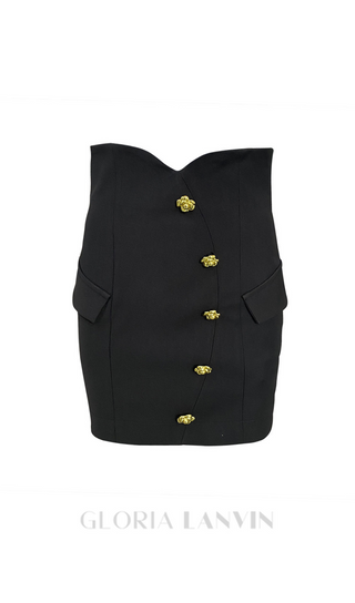 GISELLE SLIM-FIT JACKET WITH ROSES BUTTONS IN BLACK