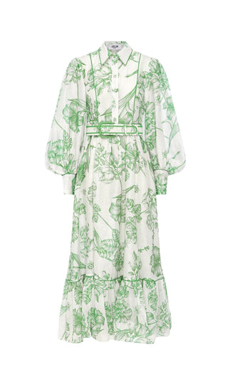 HARMONY PRINT IN CELADON MIDI DRESS