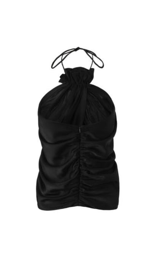 DRAPED HALTERNECK TOP IN BLACK