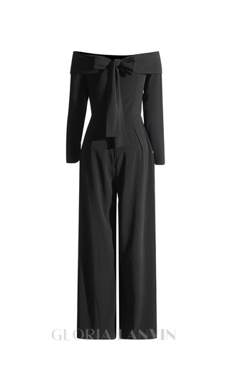 DOMINIC OFF-THE-SHOULDER CREPE JUMPSUIT IN BLACK