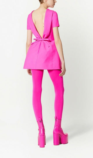 HOT PINK CREPE STRUCTURED MINI DRESS