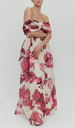 PRINTED CORSET MAXI DRESS